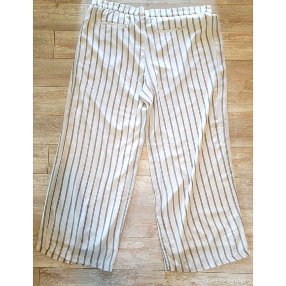 Chicos Black Label Size 3 (Size XL) White with Gray Stripes Wide Leg Sl… - Picture 2 of 6